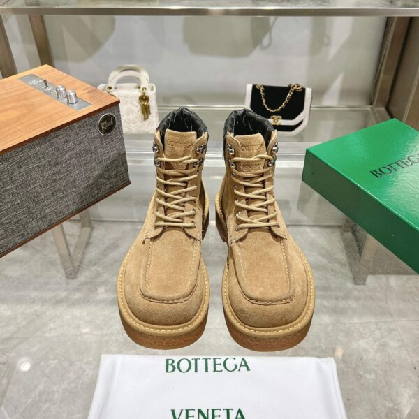 Bottega Veneta Khaki Suede Thick-Sole High-Top Boots