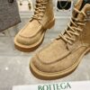 Bottega Veneta Khaki Suede Thick-Sole High-Top Boots