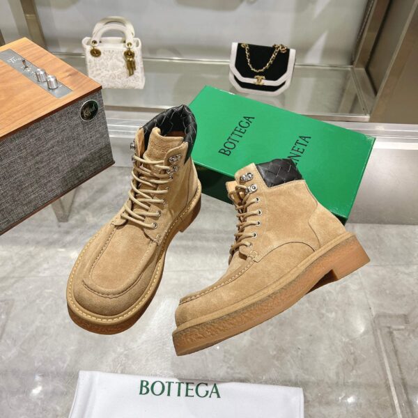 Bottega Veneta Khaki Suede Thick-Sole High-Top Boots