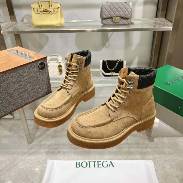 Bottega Veneta Khaki Suede Thick-Sole High-Top Boots