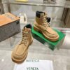 Bottega Veneta Khaki Suede Thick-Sole High-Top Boots