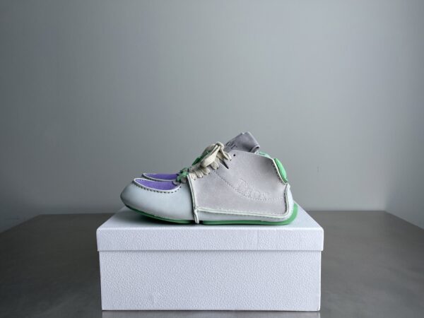 Dior Light Grey-Purple-Green Suede Mesh Mid-Top Sneaker