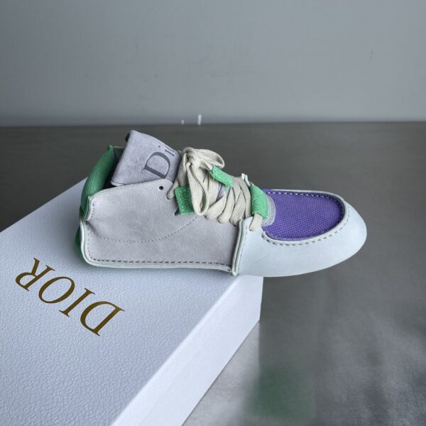 Dior Light Grey-Purple-Green Suede Mesh Mid-Top Sneaker