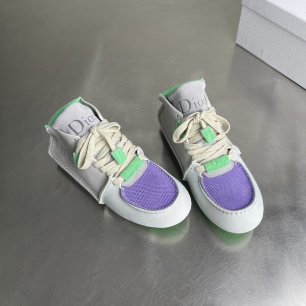 Dior Light Grey-Purple-Green Suede Mesh Mid-Top Sneaker