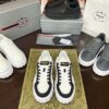Prada White-Black Mesh Metal-Triangle Tread Platform Sneaker