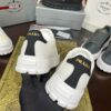 Prada White-Black Mesh Metal-Triangle Tread Platform Sneaker