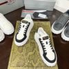 Prada White-Black Mesh Metal-Triangle Tread Platform Sneaker