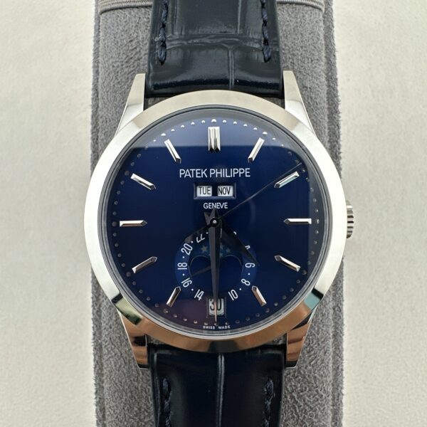 sy_no_DED484F2C10A480A324E35293F1ECA46_0 Patek Philippe Complex Function Timepiece Series Automatic Mechanical Movement Blue Dial 18K White Gold Case Crocodile Leather Strap