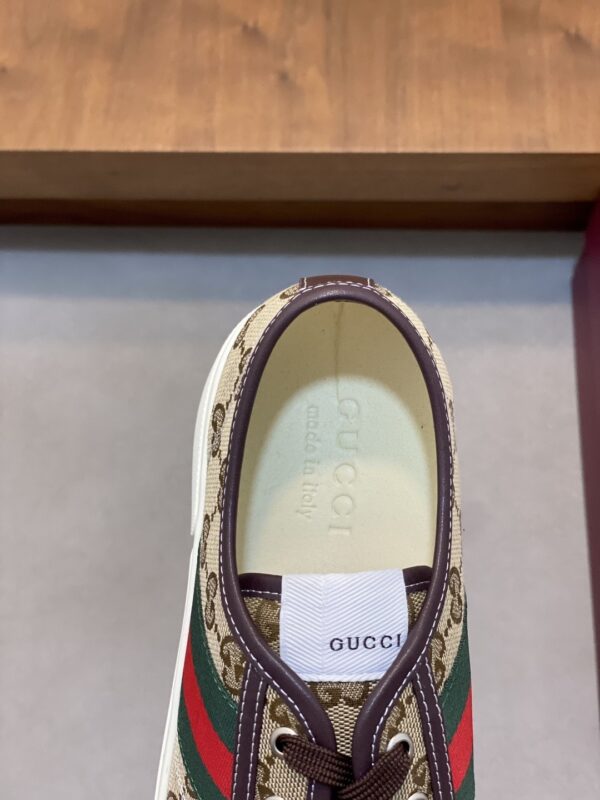 sy_no_DF04F2DC3F45DFA9E23E342AA90537BB_6 Gucci Khaki GG Monogram Brown-Toe Web Low-Top Sneaker