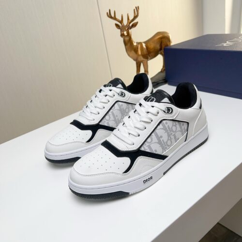 sy_no_DFDB3D7A5BC1CAA8112CB5FAC9019E24_0 Dior White-Black Leather Oblique Rhinestone Low-Top Sneaker