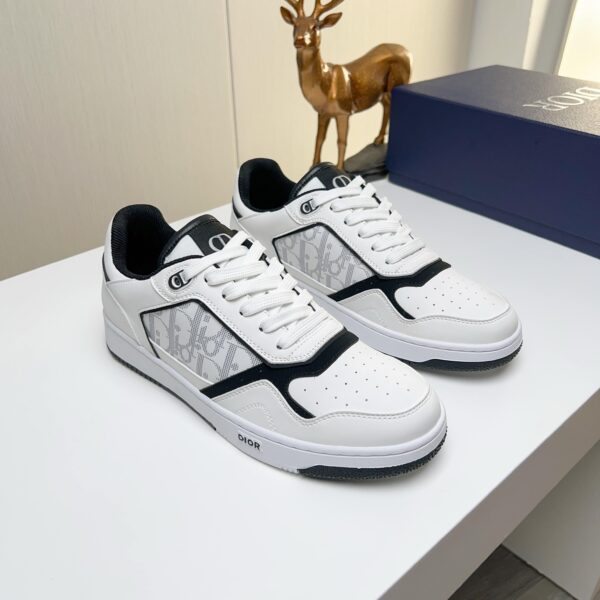 Dior White-Black Leather Oblique Rhinestone Low-Top Sneaker