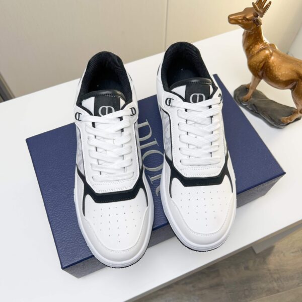 Dior White-Black Leather Oblique Rhinestone Low-Top Sneaker