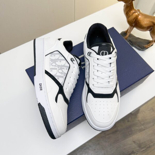 Dior White-Black Leather Oblique Rhinestone Low-Top Sneaker