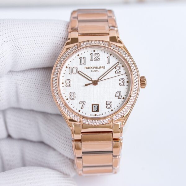 sy_no_DFEF2E0DD54DF5F960C2AEC5930573ED_1 Patek Philippe automatic mechanical movement 30 meter waterproof diamond studded bezel women's watch Swiss watch white dial