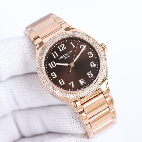 sy_no_DFEF2E0DD54DF5F960C2AEC5930573ED_2 Patek Philippe automatic mechanical movement 30 meter waterproof diamond studded bezel women's watch Swiss watch white dial