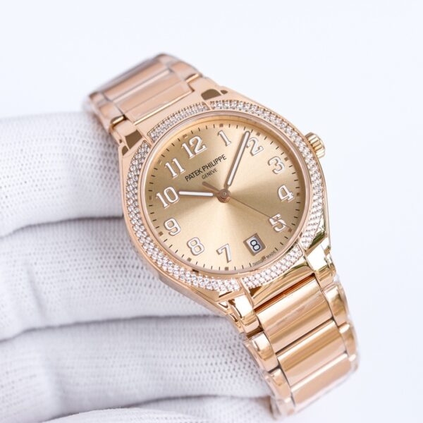 sy_no_DFEF2E0DD54DF5F960C2AEC5930573ED_4 Patek Philippe automatic mechanical movement 30 meter waterproof diamond studded bezel women's watch Swiss watch white dial