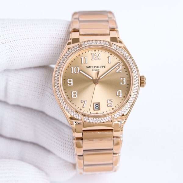 sy_no_DFEF2E0DD54DF5F960C2AEC5930573ED_5 Patek Philippe automatic mechanical movement 30 meter waterproof diamond studded bezel women's watch Swiss watch white dial