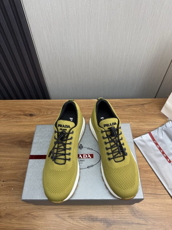 sy_no_E0362AD7291F5F0AF677489AFBDB98D6_4 Prada Olive Green Knit Mesh Casual Sneaker