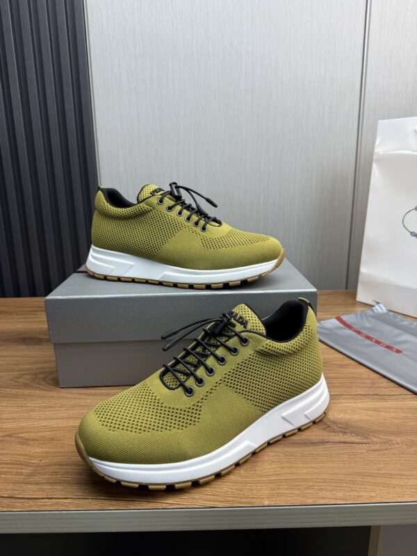 sy_no_E0362AD7291F5F0AF677489AFBDB98D6_6 Prada Olive Green Knit Mesh Casual Sneaker