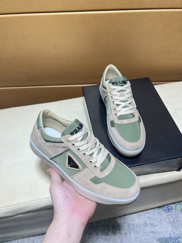 Prada Matcha Green Nylon and Suede Low-Top Casual Sneaker
