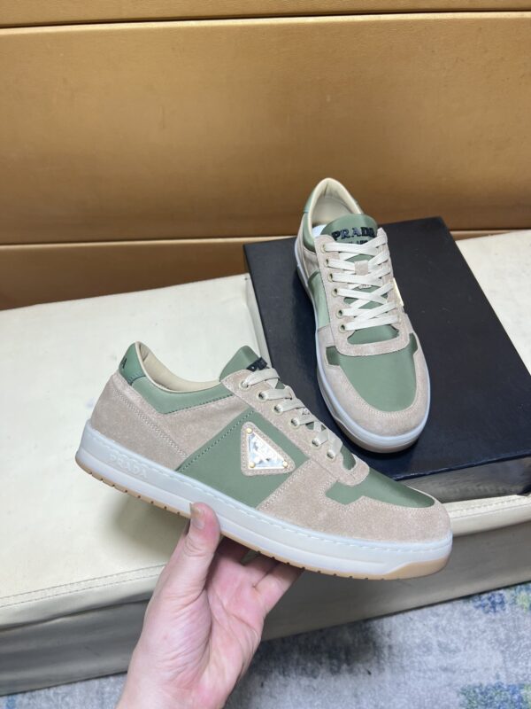 Prada Matcha Green Nylon and Suede Low-Top Casual Sneaker