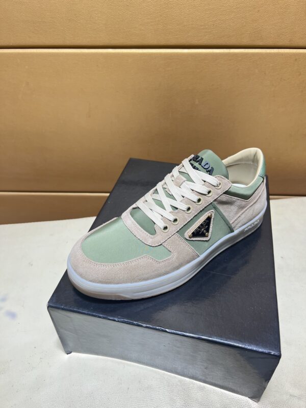 Prada Matcha Green Nylon and Suede Low-Top Casual Sneaker