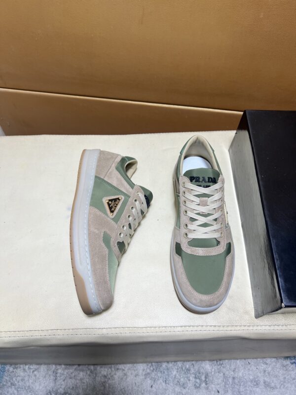 Prada Matcha Green Nylon and Suede Low-Top Casual Sneaker