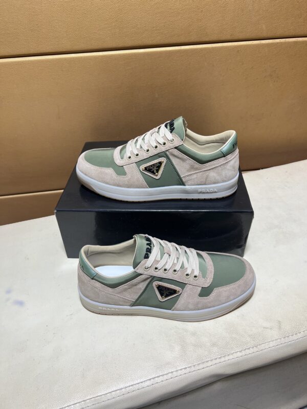Prada Matcha Green Nylon and Suede Low-Top Casual Sneaker