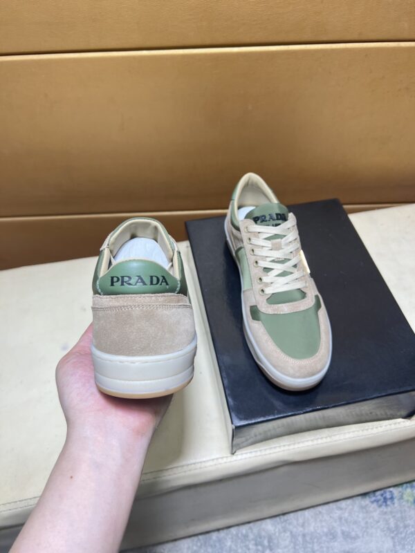 Prada Matcha Green Nylon and Suede Low-Top Casual Sneaker