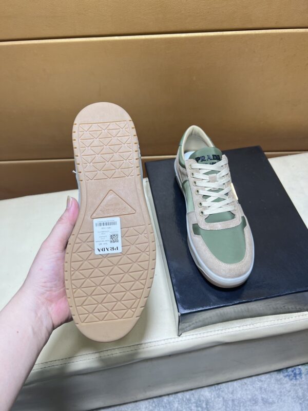 Prada Matcha Green Nylon and Suede Low-Top Casual Sneaker