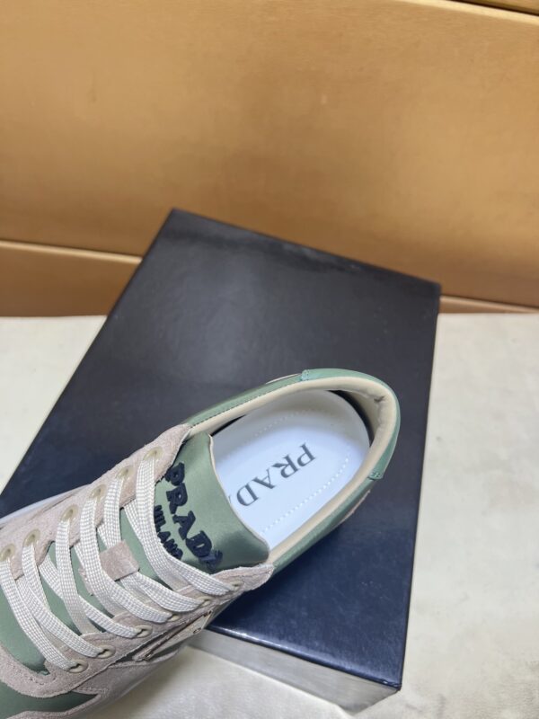 Prada Matcha Green Nylon and Suede Low-Top Casual Sneaker