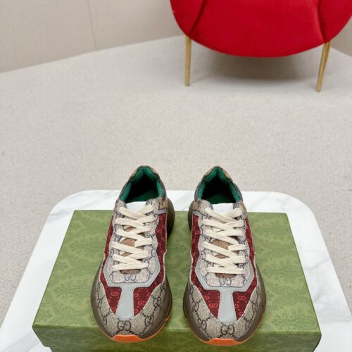 sy_no_E1835965C1AE1292158C01CB0144D361_0 Gucci Rhyton GG Canvas Sneaker in Multi-Color with Red & Green Accents