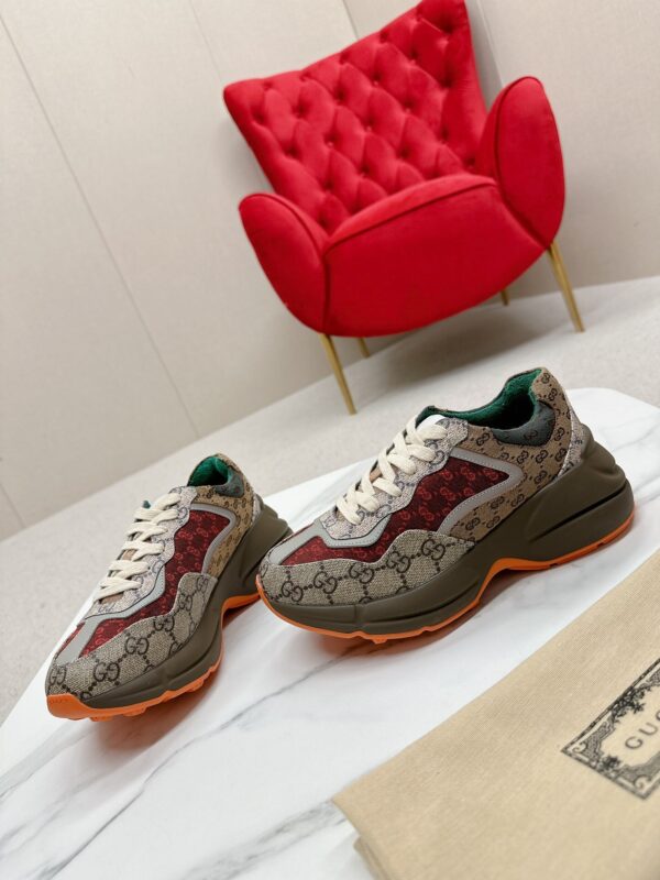 sy_no_E1835965C1AE1292158C01CB0144D361_4 Gucci Rhyton GG Canvas Sneaker in Multi-Color with Red & Green Accents
