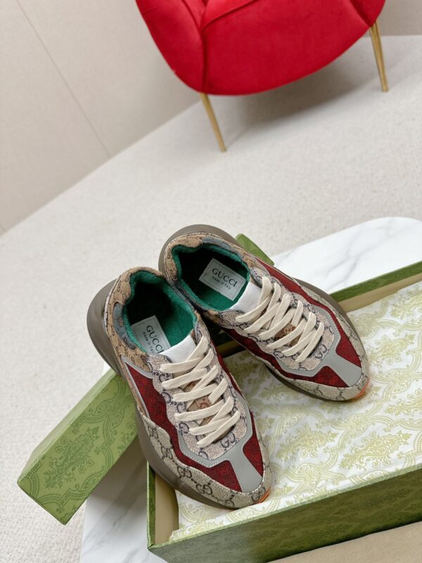 sy_no_E1835965C1AE1292158C01CB0144D361_8 Gucci Rhyton GG Canvas Sneaker in Multi-Color with Red & Green Accents