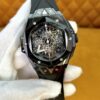 sy_no_E1DB19DB803E0F151917030F80636E14_1 HUBLOT BIG BANG Tattoo Second Generation Automatic Mechanical Movement 100m Waterproof Men's Watch Swiss Watch 45mm Hollow Dial Ceramic Case Rubber Strap