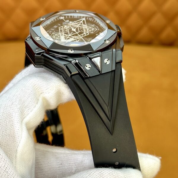 sy_no_E1DB19DB803E0F151917030F80636E14_3 HUBLOT BIG BANG Tattoo Second Generation Automatic Mechanical Movement 100m Waterproof Men's Watch Swiss Watch 45mm Hollow Dial Ceramic Case Rubber Strap