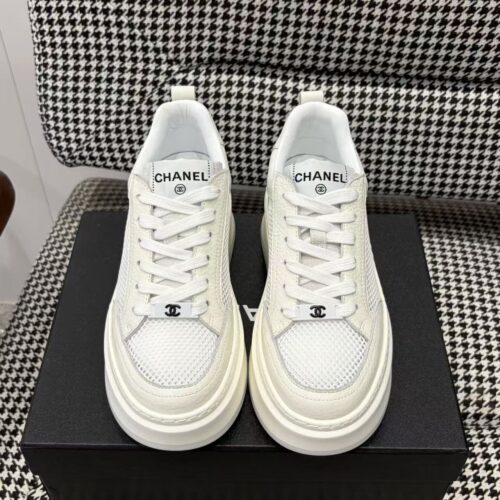 sy_no_E29F3D7C8EB93E2A53E033751083A51B_0 Chanel All-White Mixed-Material Platform Low-Top Sneaker with Mesh and CC Logo
