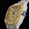 Cartier Sandus series automatic mechanical movement with diamond studded Roman scale waterproof men's watch Swiss watch gold dial stainless steel case