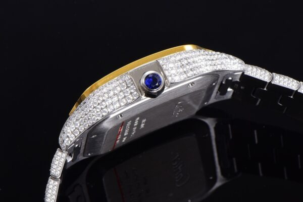 Cartier Sandus series automatic mechanical movement with diamond studded Roman scale waterproof men's watch Swiss watch gold dial stainless steel case