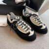 sy_no_E436F4017644242F837A7135DFD138F7_1 Chanel Black and White Suede and Fabric Low-Top Sneaker with Speckled Laces