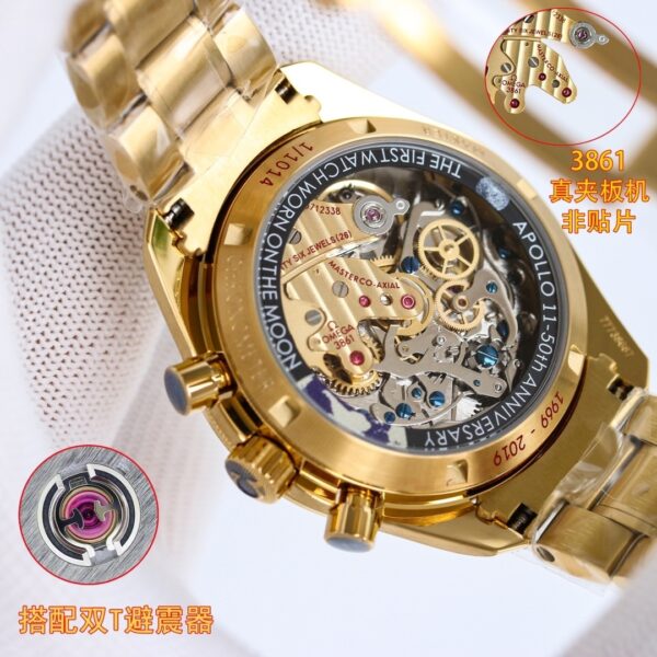 Omega Super Series Professional Lunar Watch Manual Mechanical Movement "Apollo 11" 50th Anniversary Lunar Landing Men's Watch Swiss Watch Yellow Dial
