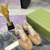 sy_no_E5A5D807F966029193279DF50B0E02A4_3 Gucci MAC8 GG Supreme Canvas & Suede Sneaker with Orange/Blue Web Stripe