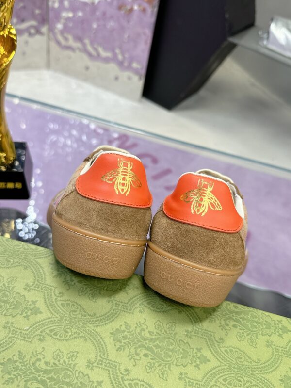 sy_no_E5A5D807F966029193279DF50B0E02A4_7 Gucci MAC8 GG Supreme Canvas & Suede Sneaker with Orange/Blue Web Stripe