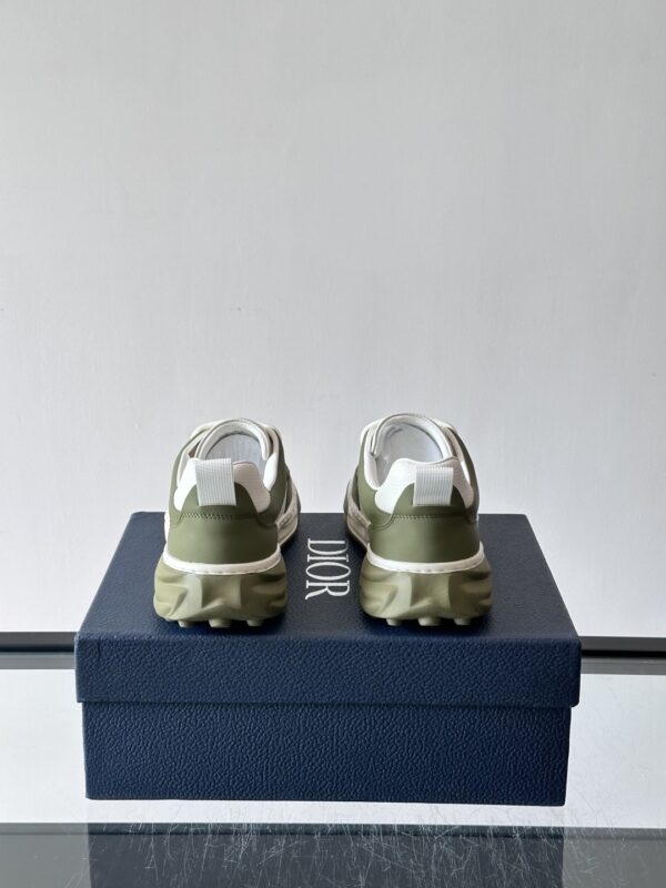Dior Olive Green and White Leather CD Logo Low-Top Sneaker