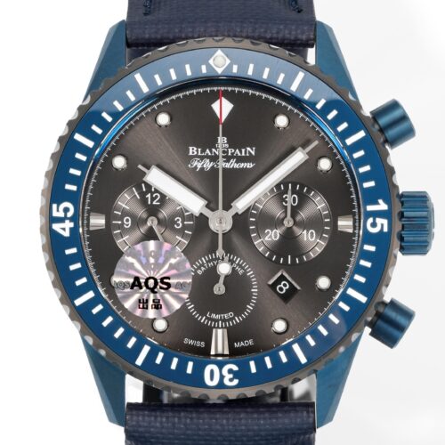 BLANCPEIN Fifty Fathoms Series FIFTY FATHEMS Automatic Mechanical Movement 300m Waterproof Swiss Watch Gray Dial Ceramic Case Fabric Strap