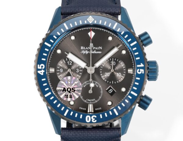 sy_no_E69E3F00E6A6F90337A20C0615ABB4A0_0 BLANCPEIN Fifty Fathoms Series FIFTY FATHEMS Automatic Mechanical Movement 300m Waterproof Swiss Watch Gray Dial Ceramic Case Fabric Strap