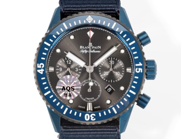 sy_no_E69E3F00E6A6F90337A20C0615ABB4A0_1 BLANCPEIN Fifty Fathoms Series FIFTY FATHEMS Automatic Mechanical Movement 300m Waterproof Swiss Watch Gray Dial Ceramic Case Fabric Strap