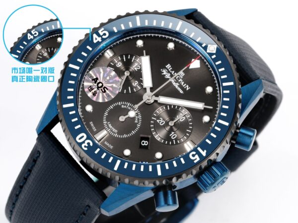 sy_no_E69E3F00E6A6F90337A20C0615ABB4A0_2 BLANCPEIN Fifty Fathoms Series FIFTY FATHEMS Automatic Mechanical Movement 300m Waterproof Swiss Watch Gray Dial Ceramic Case Fabric Strap