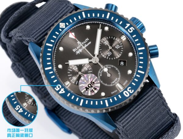 sy_no_E69E3F00E6A6F90337A20C0615ABB4A0_3 BLANCPEIN Fifty Fathoms Series FIFTY FATHEMS Automatic Mechanical Movement 300m Waterproof Swiss Watch Gray Dial Ceramic Case Fabric Strap