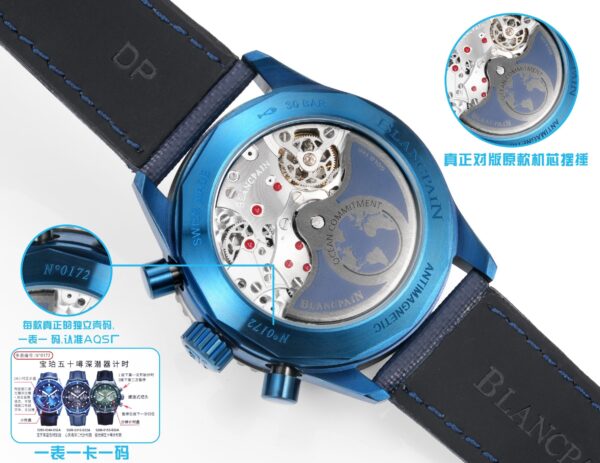 sy_no_E69E3F00E6A6F90337A20C0615ABB4A0_7 BLANCPEIN Fifty Fathoms Series FIFTY FATHEMS Automatic Mechanical Movement 300m Waterproof Swiss Watch Gray Dial Ceramic Case Fabric Strap